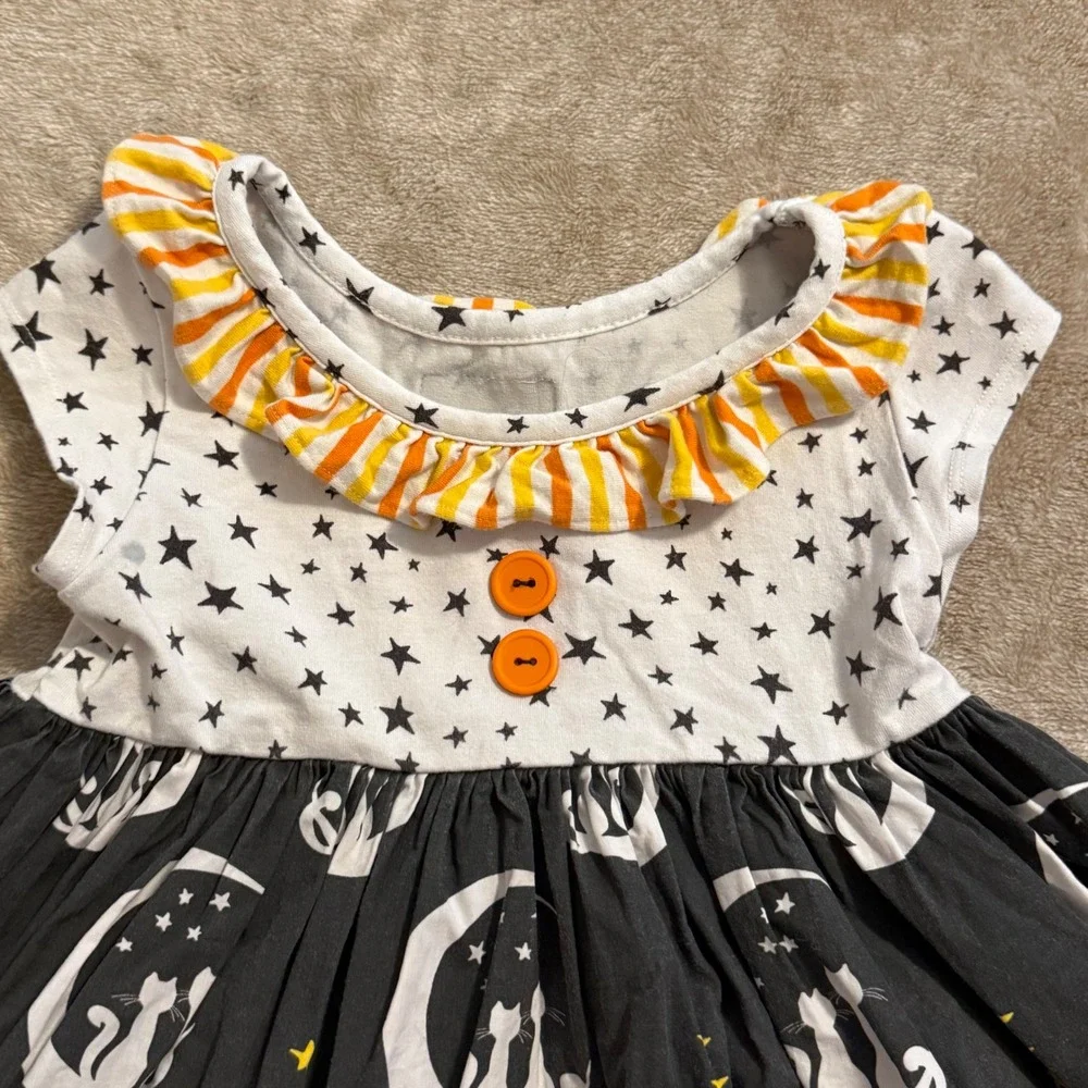 Eleanor Rose Heather Dress Girls 3-4 Black Cat Moon Stars Halloween Boutique